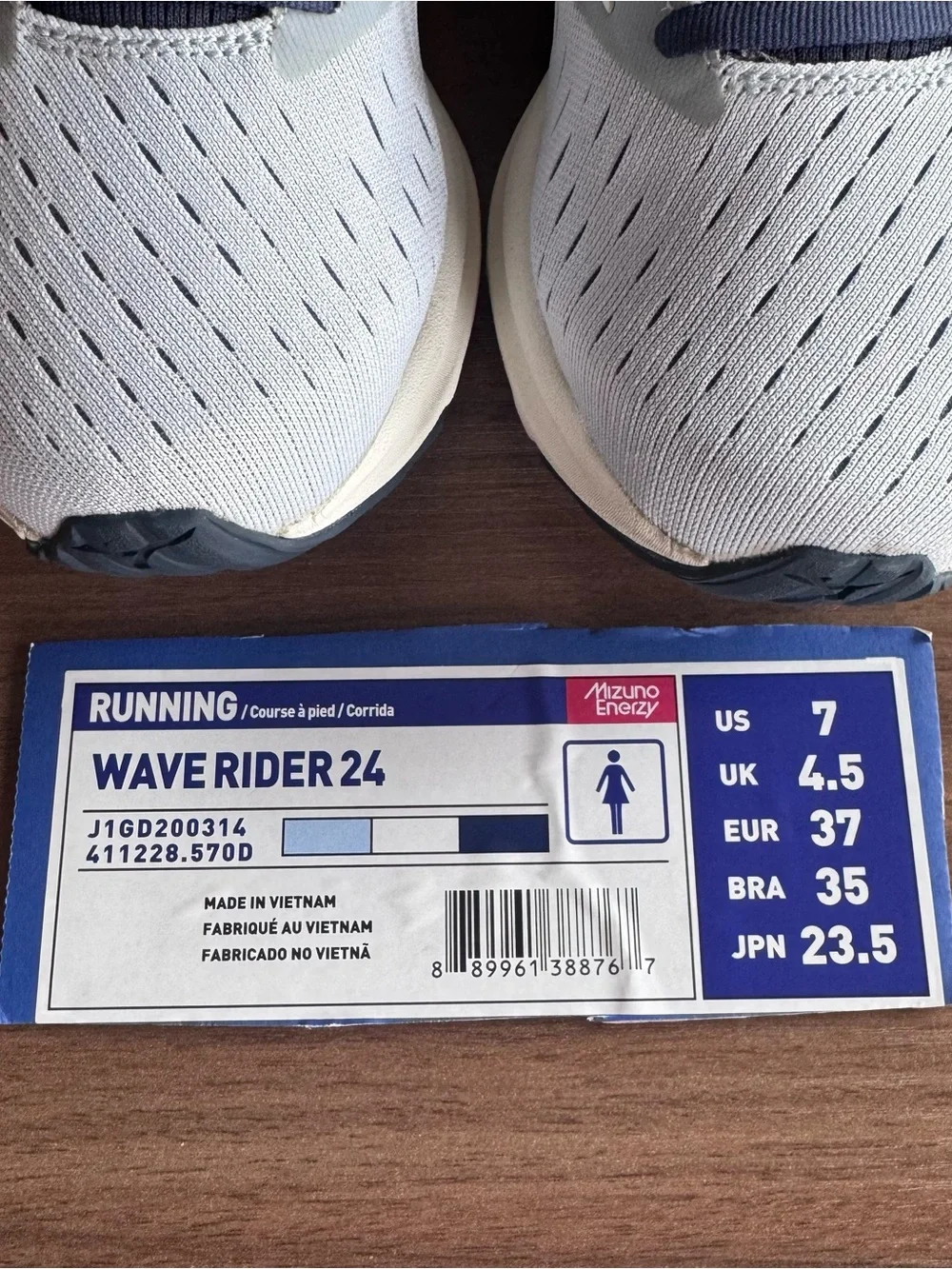 Mizuno Wave Rider 24 Women’s Running Shoes - Light Gray/Navy - Size 7